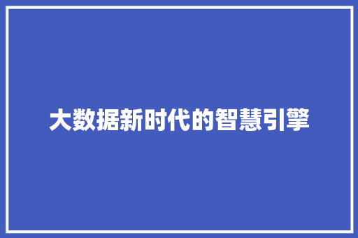 大数据新时代的智慧引擎  第1张