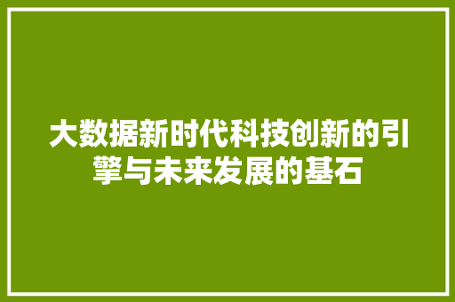 大数据新时代科技创新的引擎与未来发展的基石  第1张
