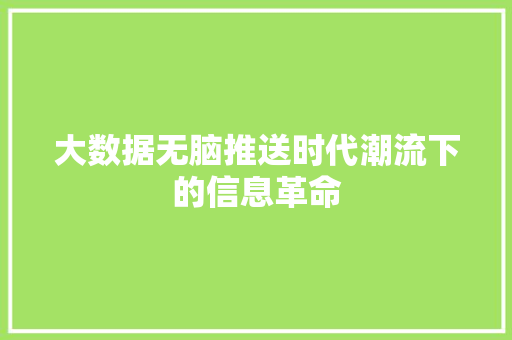 大数据无脑推送时代潮流下的信息革命
