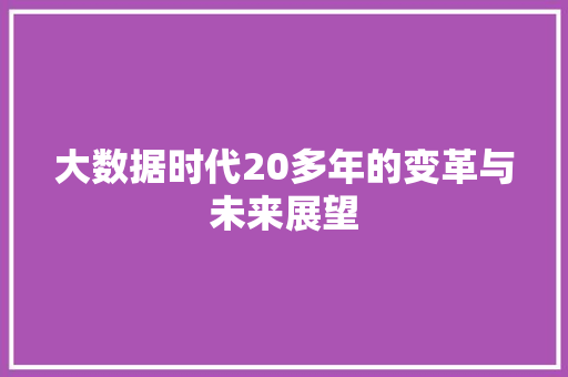 大数据时代20多年的变革与未来展望  第1张