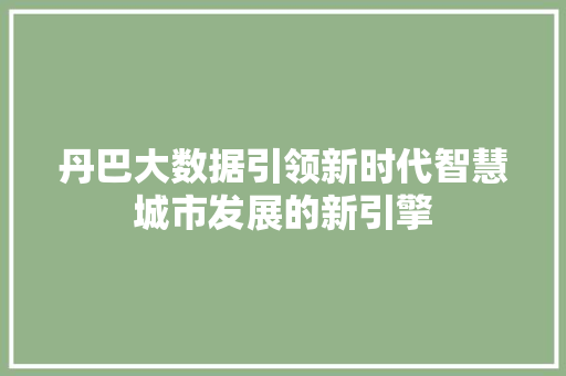 丹巴大数据引领新时代智慧城市发展的新引擎