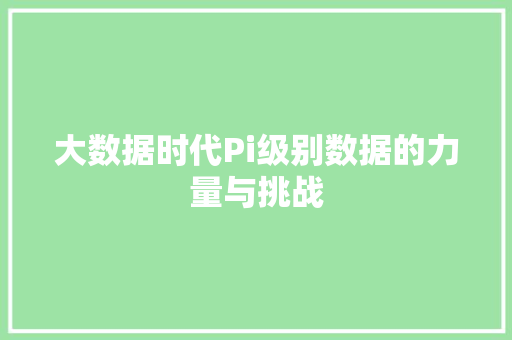 大数据时代Pi级别数据的力量与挑战