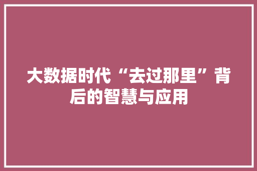 大数据时代“去过那里”背后的智慧与应用  第1张