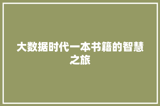 大数据时代一本书籍的智慧之旅