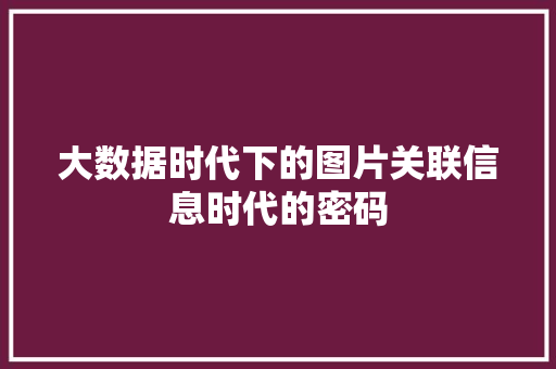 大数据时代下的图片关联信息时代的密码