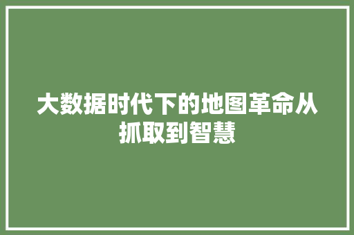 大数据时代下的地图革命从抓取到智慧  第1张