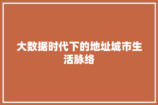 大数据时代下的地址城市生活脉络