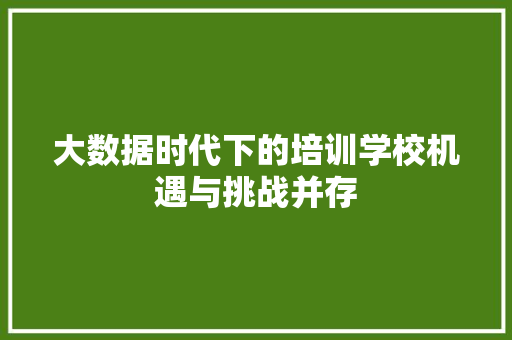 大数据时代下的培训学校机遇与挑战并存