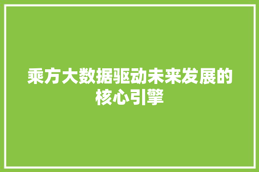 乘方大数据驱动未来发展的核心引擎