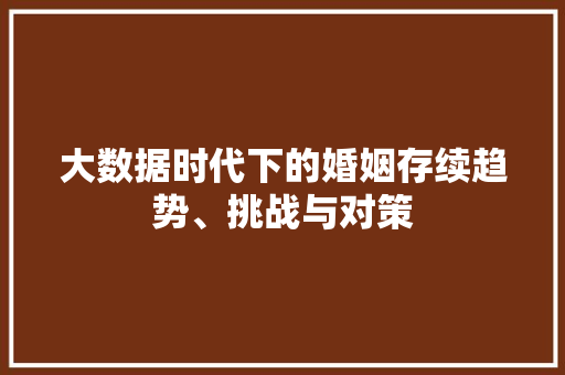 大数据时代下的婚姻存续趋势、挑战与对策  第1张