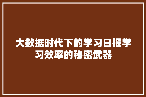 大数据时代下的学习日报学习效率的秘密武器