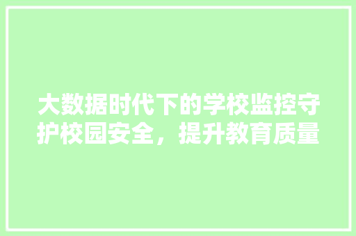 大数据时代下的学校监控守护校园安全，提升教育质量  第1张