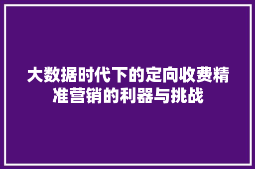 大数据时代下的定向收费精准营销的利器与挑战  第1张