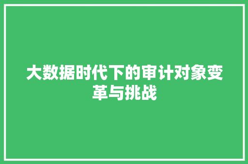 大数据时代下的审计对象变革与挑战  第1张