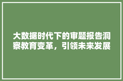 大数据时代下的审题报告洞察教育变革，引领未来发展  第1张