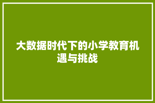 大数据时代下的小学教育机遇与挑战  第1张