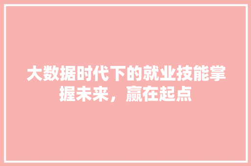大数据时代下的就业技能掌握未来，赢在起点  第1张