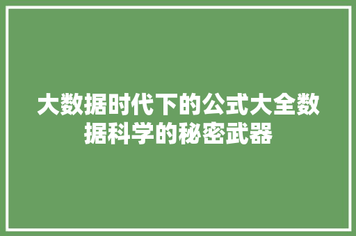 大数据时代下的公式大全数据科学的秘密武器