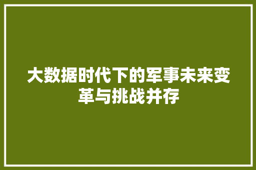 大数据时代下的军事未来变革与挑战并存