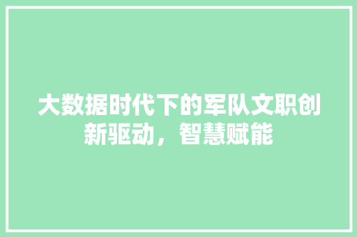大数据时代下的军队文职创新驱动，智慧赋能