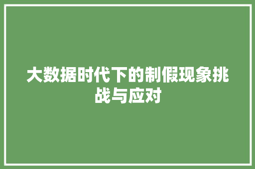 大数据时代下的制假现象挑战与应对  第1张