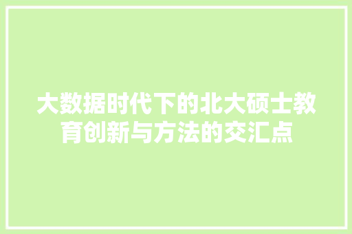 大数据时代下的北大硕士教育创新与方法的交汇点