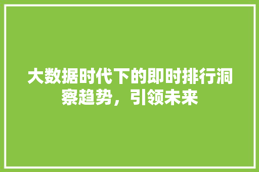 大数据时代下的即时排行洞察趋势，引领未来