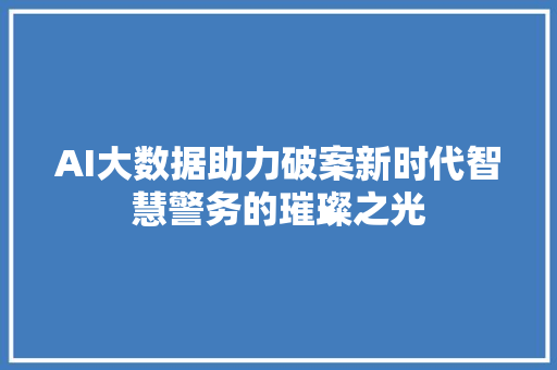 AI大数据助力破案新时代智慧警务的璀璨之光