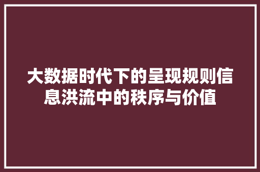 大数据时代下的呈现规则信息洪流中的秩序与价值  第1张