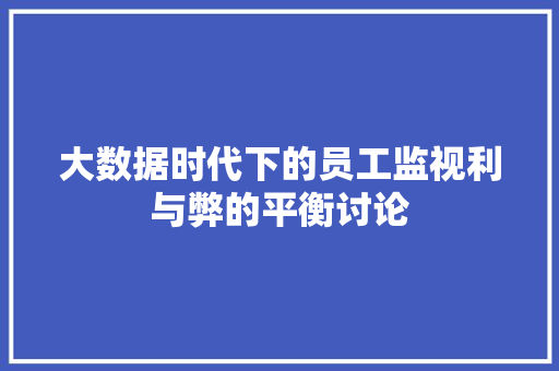 大数据时代下的员工监视利与弊的平衡讨论  第1张