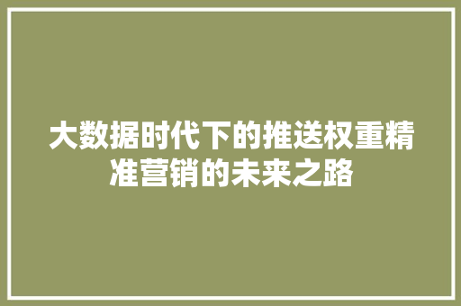大数据时代下的推送权重精准营销的未来之路  第1张