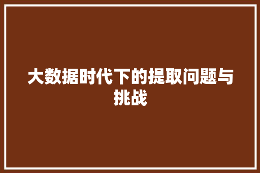 大数据时代下的提取问题与挑战