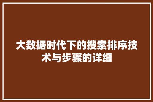大数据时代下的搜索排序技术与步骤的详细