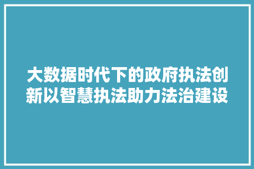 大数据时代下的政府执法创新以智慧执法助力法治建设  第1张
