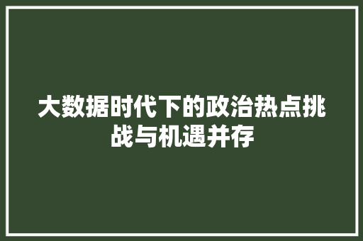 大数据时代下的政治热点挑战与机遇并存  第1张
