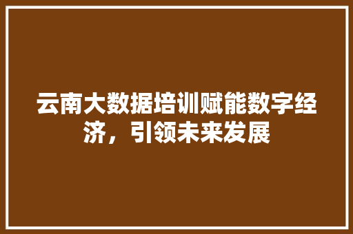 云南大数据培训赋能数字经济，引领未来发展