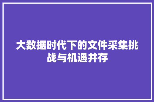 大数据时代下的文件采集挑战与机遇并存