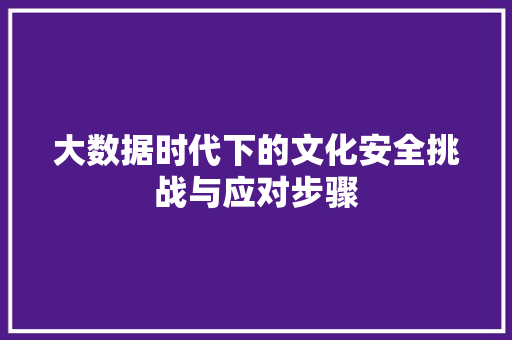 大数据时代下的文化安全挑战与应对步骤  第1张