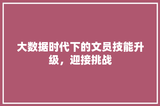 大数据时代下的文员技能升级，迎接挑战