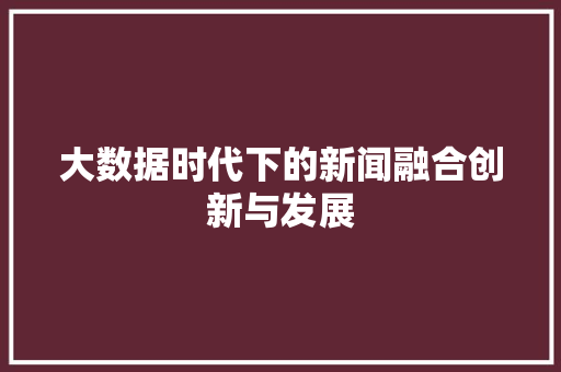 大数据时代下的新闻融合创新与发展  第1张