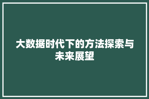 大数据时代下的方法探索与未来展望  第1张