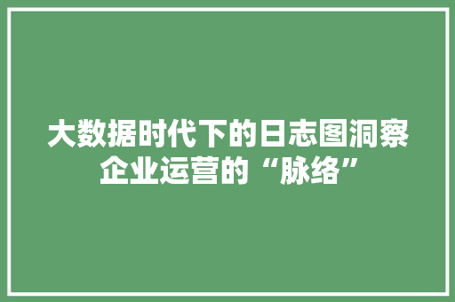 大数据时代下的日志图洞察企业运营的“脉络”