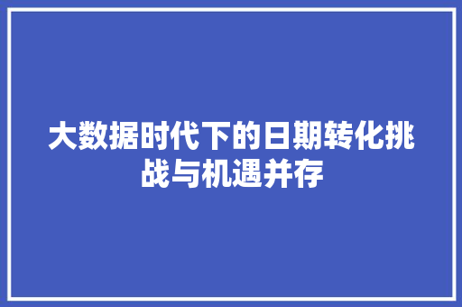 大数据时代下的日期转化挑战与机遇并存