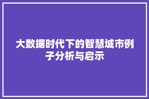 大数据时代下的智慧城市例子分析与启示  第1张