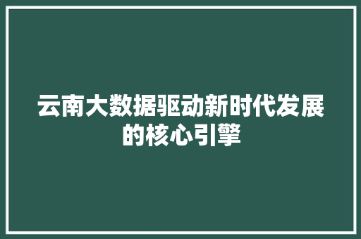 云南大数据驱动新时代发展的核心引擎