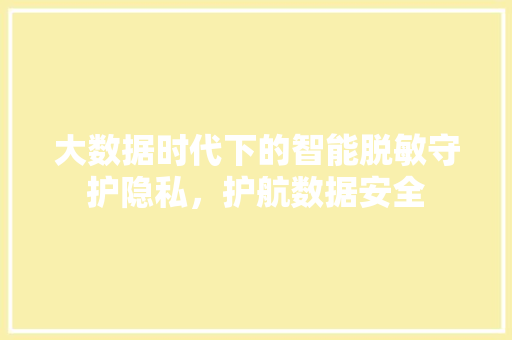 大数据时代下的智能脱敏守护隐私，护航数据安全