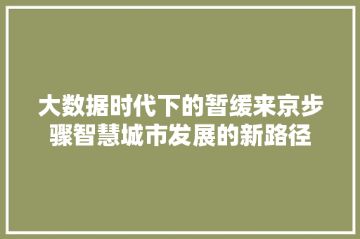 大数据时代下的暂缓来京步骤智慧城市发展的新路径