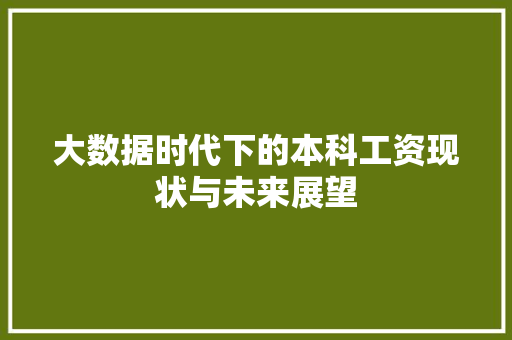 大数据时代下的本科工资现状与未来展望
