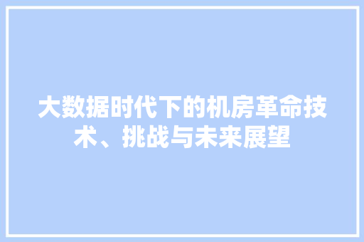 大数据时代下的机房革命技术、挑战与未来展望