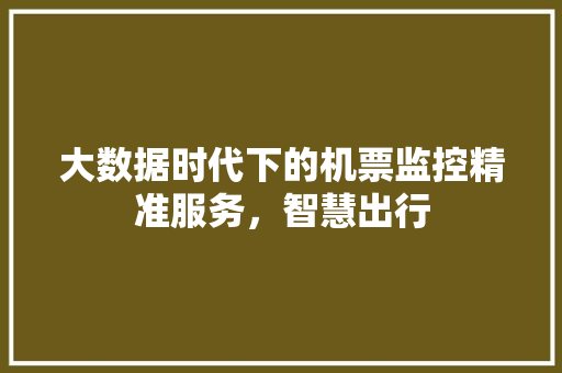 大数据时代下的机票监控精准服务，智慧出行